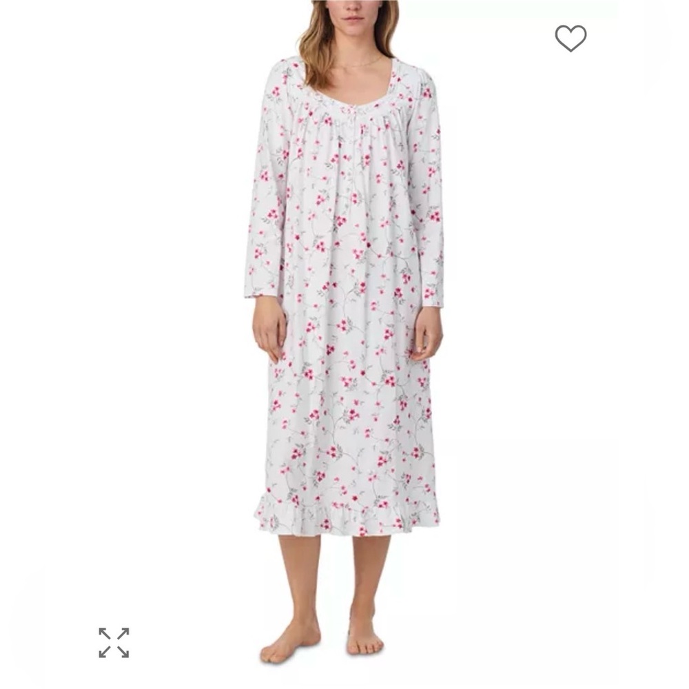 Eileen West Floral Long Sleeve Nightgown XS